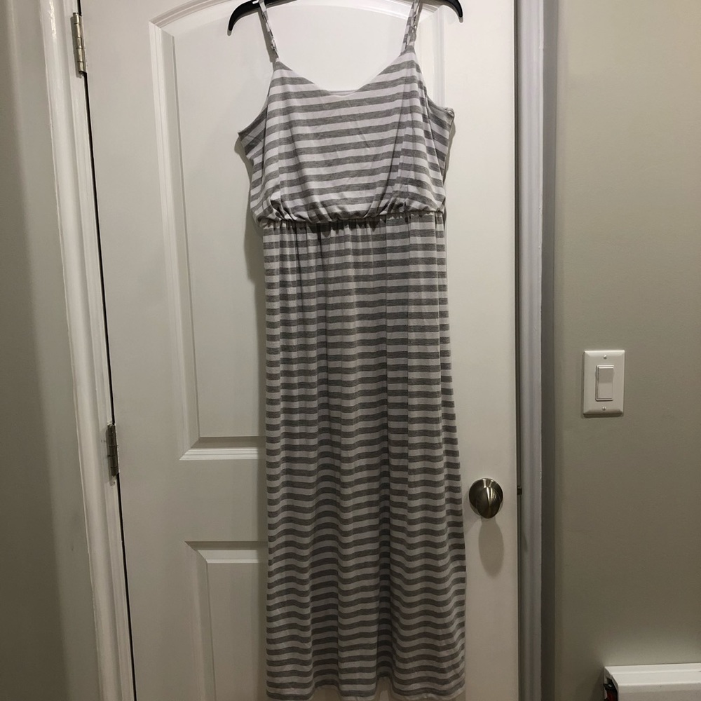 Grey & White Maxi Dress